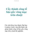 Cấy thành công tế bào gốc võng mạc trên chuột