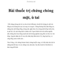 Bài thuốc trị chứng chóng mặt, ù tai