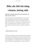 Điều cần biết khi dùng vitamin, dưỡng chất