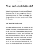 Vì sao bạn không thể giảm cân?