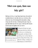 Nhớ con quá, làm sao bây giờ?