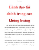 Lãnh đạo tài chính trong cơn khủng hoảng