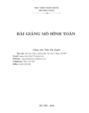 Bài giảng Mô hình toán - ThS. Trần Thị Xuyến (2016)