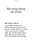 Đặc trưng chung của tế bào