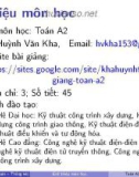 Bài giảng Toán A2: Chương giới thiệu - ThS. Huỳnh Văn Kha