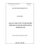 Luận văn Thạc sĩ Quản lý công: Quản lý Nhà nước về thanh niên trên địa bàn huyện Krông Bông, tỉnh Đắk Lắk