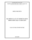 Luận văn Thạc sĩ Ngôn ngữ học: Đặc điểm của các từ chỉ đồ gia dụng trong tiếng Việt và tiếng Hán