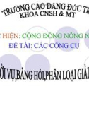 Thực hiện cộng đồng nông nghiệp đề tài: Một số công cụ được sử dụng trong PRA