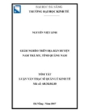 Tóm tắt Luận văn Thạc sĩ Quản lý kinh tế: Giảm nghèo trên địa bàn huyện Nam Trà My, tỉnh Quảng Nam