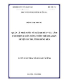 Luận văn Thạc sĩ Quản lý công: Quản lý nhà nước về giải quyết việc làm cho thanh niên nông thôn trên địa bàn huyện Ân Thi, tỉnh Hưng Yên