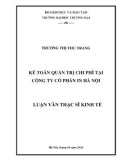 Luận văn Thạc sĩ Kinh tế: Kế toán quản trị chi phí tại Công ty cổ phần In Hà Nội