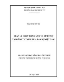 Luận văn Thạc sĩ Quản lý kinh tế: Quản lý hoạt động mua và xử lý nợ xấu tại Công ty Mua bán nợ Việt Nam