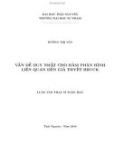 Luận văn Thạc sĩ Toán học: Vấn đề duy nhất cho hàm phân hình liên quan đến giả thuyết Bruck