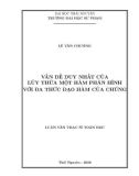 Luận văn Thạc sĩ Toán học: Vấn đề duy nhất của lũy thừa một hàm phân hình với đa thức đạo hàm của chúng