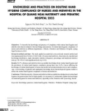 Kiến thức, thực hành tuân thủ vệ sinh tay thường quy của điều dưỡng, hộ sinh tại các khoa Lâm sàng Bệnh viện Sản – Nhi tỉnh Quảng Ngãi năm 2023