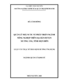 Luận văn Thạc sĩ Quản lý kinh tế: Quản lý nhà nước về phát triển nông nghiệp trên địa bàn huyện Mường Ảng, tỉnh Điện Biên