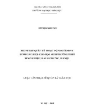 Tóm tắt Luận văn Thạc sĩ Quản lý giáo dục: Biện pháp quản lý hoạt động giáo dục hướng nghiệp cho học sinh Trường THPT Hoàng Diệu, Hai Bà Trưng, Hà Nội