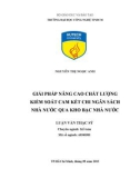 Luận văn Thạc sĩ Quản trị kinh doanh: Giải pháp nâng cao chất lượng kiềm soát cam kết chi ngân sách nhà nước qua Kho bạc Nhà nước