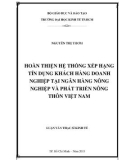 Luận văn Thạc sĩ Kinh tế: Hoàn thiện hệ thống xếp hạng tín dụng khách hàng doanh nghiệp tại Ngân hàng Nông nghiệp và Phát triển Nông thôn Việt Nam