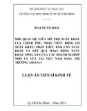 Luận án Tiến sĩ Kinh tế: Mối quan hệ giữa hỗ trợ xuất khẩu của chính phủ, nhận thức động cơ xuất khẩu, nhận thức rào cản xuất khẩu và kết quả hoạt động xuất khẩu nông sản của các doanh nghiệp nhỏ và vừa tại Việt Nam sang thị trường Asean+3