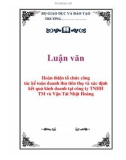 Luận văn: Hoàn thiện tổ chức công tác kế toán doanh thu tiêu thụ và xác định kết quả kinh doanh tại công ty TNHH TM và Vận Tải Nhật Hoàng