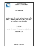 Tóm tắt Luận văn Thạc sĩ Tài chính ngân hàng: Hoàn thiện công tác kiểm soát chi Ngân sách xã qua hệ thống Kho Bạc Nhà Nước Minh Hóa, tỉnh Quảng Bình