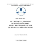 Luận văn Thạc sĩ Kinh tế: Phát triển dịch vụ phi tín dụng tại Ngân hàng Nông nghiệp và Phát triển Nông thôn Việt Nam - Chi nhánh huyện Giồng Trôm Bến Tre