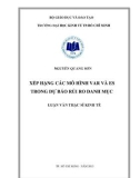 Luận văn Thạc sĩ Kinh tế: Xếp hạng các mô hình VaR và ES trong dự báo rủi ro danh mục