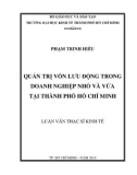 Luận văn Thạc sĩ Kinh tế: Quản trị vốn lưu động trong doanh nghiệp nhỏ và vừa tại thành phố Hồ Chí Minh