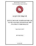 Luận văn Thạc sĩ Quản lý kinh tế: Quản lý nhà nước về kiểm toán độc lập tại Việt Nam: Phân tích dưới góc nhìn của công ty TNHH Nexia STT