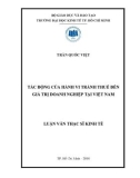 Luận văn Thạc sĩ Kinh tế: Tác động của hành vi tránh thuế đến giá trị doanh nghiệp tại Việt Nam