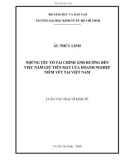 Luận văn Thạc sĩ Kinh tế: Những yếu tố tài chính ảnh hưởng đến việc nắm giữ tiền mặt của doanh nghiệp niêm yết tại Việt Nam