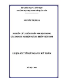 Luận án Tiến sĩ Kế toán: Nghiên cứu kiểm toán nội bộ trong các doanh nghiệp ngành Thép Việt Nam