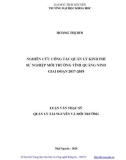 Luận văn Thạc sĩ Quản lý Tài nguyên và Môi trường: Nghiên cứu công tác quản lý kinh phí sự nghiệp môi trường tỉnh Quảng Ninh giai đoạn 2017-2019