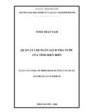 Luận văn Thạc sĩ Quản lý kinh tế: Quản lý chi ngân sách nhà nước của tỉnh Điện Biên