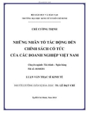 Luận văn Thạc sĩ Kinh tế: Những nhân tố tác động đến chính sách cổ tức của các doanh nghiệp Việt Nam