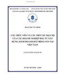 Luận án Tiến sĩ Kinh tế: Cấu trúc vốn và cấu trúc kỳ hạn nợ của các doanh nghiệp đầu tư xây dựng, kinh doanh bất động sản tại Việt Nam