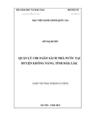 Luận văn Thạc sĩ Quản lý công: Quản lý chi ngân sách nhà nước tại huyện Krông Năng, tỉnh Đắk Lắk