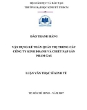 Luận văn Thạc sĩ Kinh tế: Vận dụng kế toán quản trị trong các công ty kinh doanh và chiết nạp sản phẩm gas