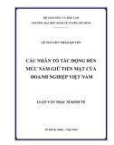 Luận văn Thạc sĩ Kinh tế: Các nhân tố tác động đến mức nắm giữ tiền mặt của các doanh nghiệp niêm yết trên sàn chứng khoán Việt Nam từ 2007-2014