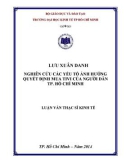 Luận văn Thạc sĩ Kinh tế: Nghiên cứu các yếu tố ảnh hưởng đến quyết định mua tivi của người dân Tp. Hồ Chí Minh