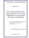 Luận văn Thạc sĩ Tài chính ngân hàng: Nhân tố ảnh hưởng đến mức độ công bố thông tin của các Doanh nghiệp niêm yết tại Sở giao dịch Chứng khoán TP. Hồ Chí Minh