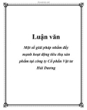 Luận văn: Một số giải pháp nhằm đẩy mạnh hoạt động tiêu thụ sản phẩm tại công ty Cổ phần Vật tư Hải Dương