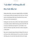 “Lộ diện” những yếu tố thu hút đầu tư