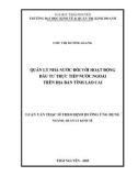 Luận văn Thạc sĩ Quản lý kinh tế: Quản lý nhà nước đối với hoạt động đầu tư trực tiếp nước ngoài trên địa bàn tỉnh Lào Cai