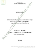 Luận văn Thạc sĩ Quản lý tài nguyên môi trường: Thực trạng công tác cấp giấy chứng nhận quyền sử dụng đất trên địa bàn thị xã Hồng Lĩnh, tỉnh Hà Tĩnh