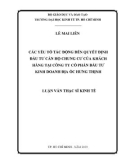 Luận văn Thạc sĩ Kinh tế: Các yếu tố tác động đến quyết định đầu tư căn hộ chung cư của khách hàng tại Công ty cổ phần Đầu tư Kinh doanh Địa ốc Hưng Thịnh