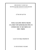 Luận văn Thạc sĩ Kinh tế: Nâng cao lòng trung thành của nhân viên tại Công ty cố phần đầu tư Bất động sản Phúc Thịnh