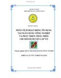 Luận văn PHÂN TÍCH HOẠT ĐỘNG TÍN DỤNG TẠI NGÂN HÀNG NÔNG NGHIỆP VÀ PHÁT TRIỂN NÔNG THÔN CHI NHÁNH HUYỆN LẤP VÒ 