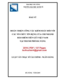 Luận văn Thạc sĩ Tài chính ngân hàng: Hoàn thiện công tác kiểm soát đối với các tổ chức tín dụng của Chi nhánh Bảo hiểm tiền gửi Việt Nam tại thành phố Đà Nẵng